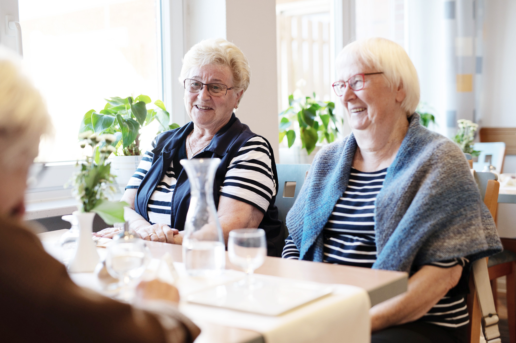 SoVD - Lachende Seniorinnen im Restaurant am Tisch
